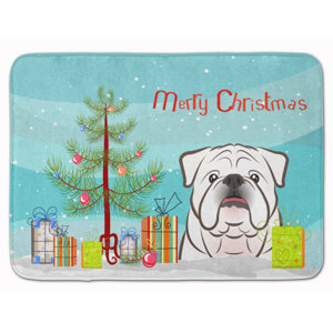 Christmas Tree and English Bulldog Memory Foam Bath Rug