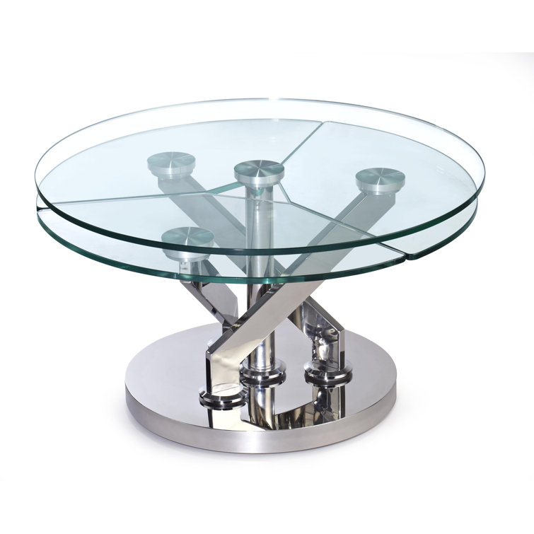 Orren Ellis Tupelo Extendable Pedestal Coffee Table With Storage Wayfair