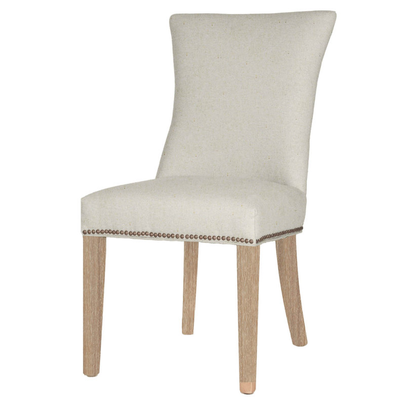 Linen dining chair with nailhead trim Raphael Side Chair