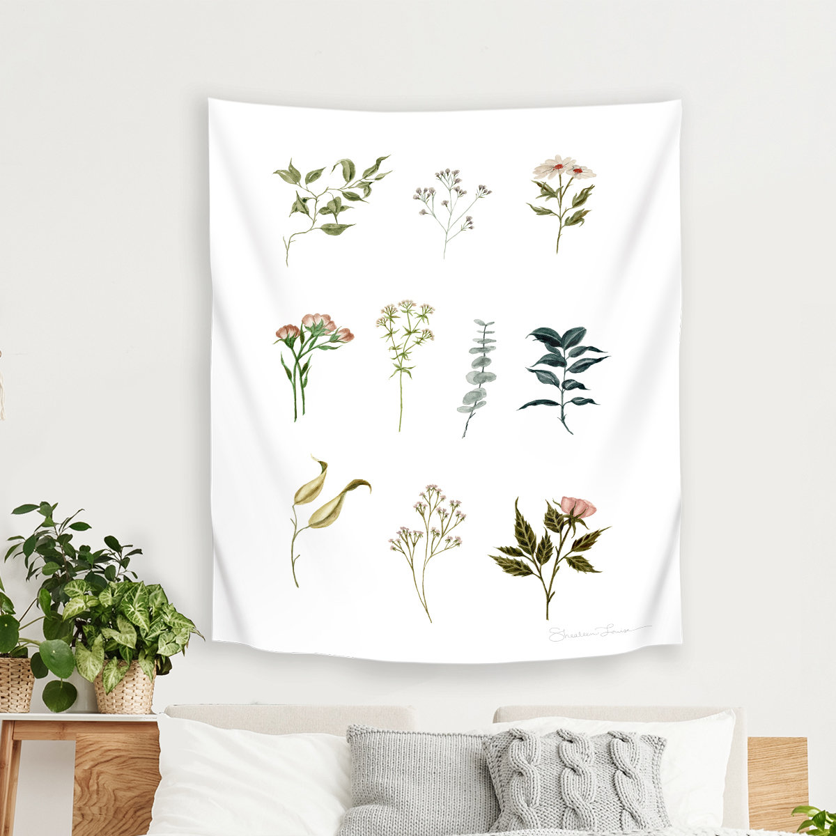 East Urban Home Shealeen Louise Delicate Botanical Pieces Tapestry Wayfair