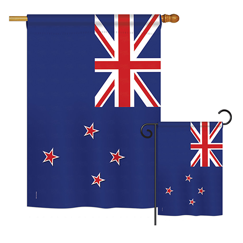 Breeze Decor 2 Piece New Zealand Of The World Nationality Impressions Decorative Vertical 2 Sided Polyester Flag Set Wayfair