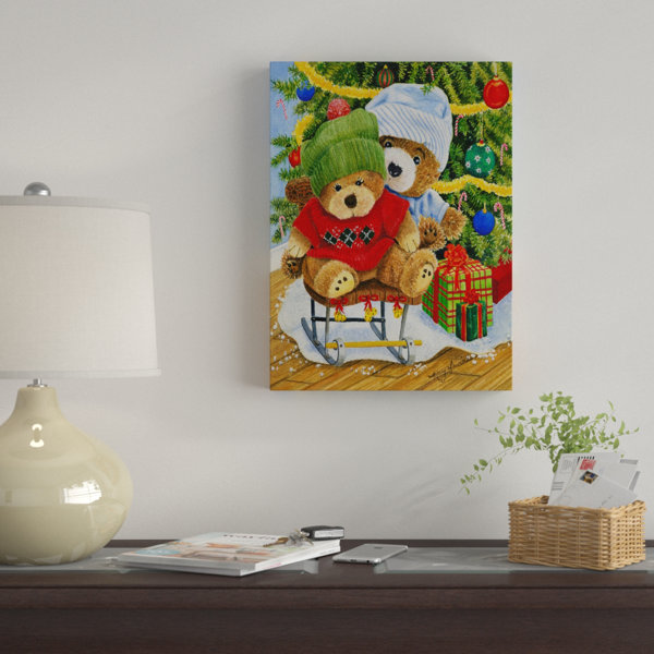 Winston Porter Teddy Bear Christmas Acrylic Painting Print On