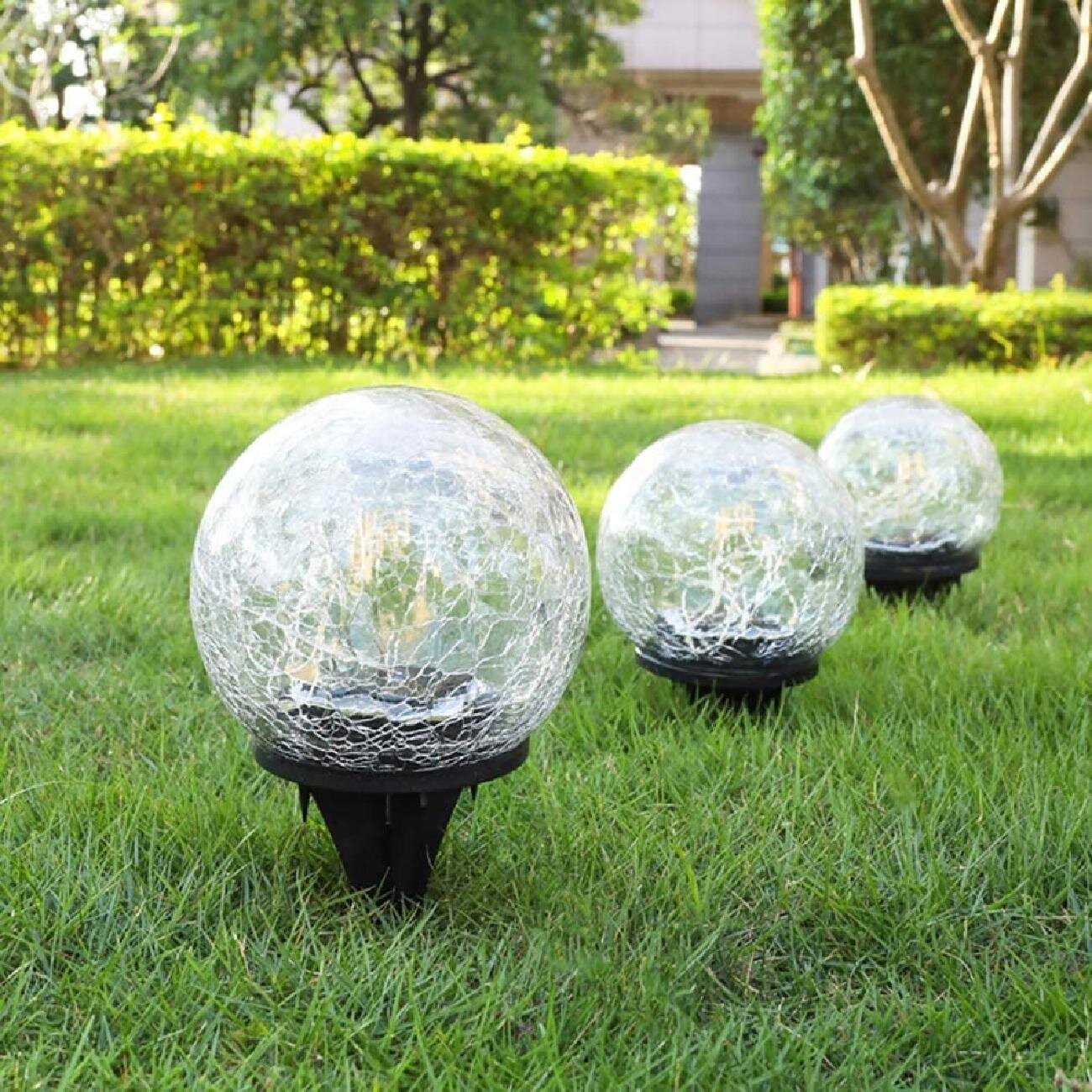 Christmas Solar Light Cracked Texture Glass Waterproof Stake Lamp Landscape Ligh 