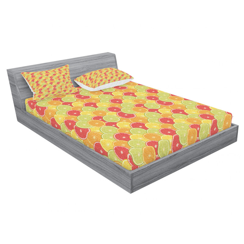 East Urban Home Fresh Ripe Citrus Fruits Geometric Sheet Set Wayfair