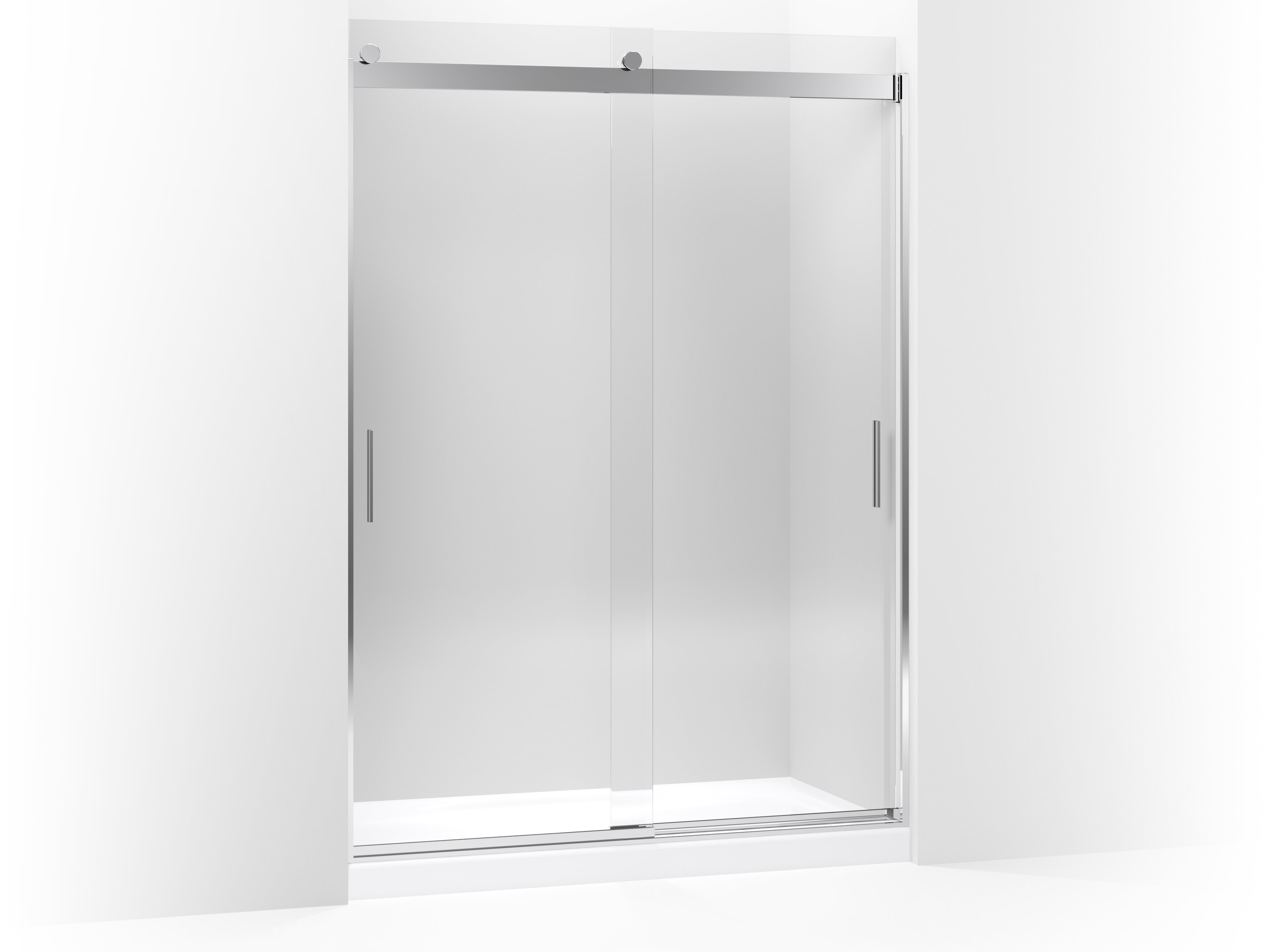 Kohler Levity Sliding Shower Door 82 H X 56 625 59 625 W With 0 3125 Thick Crystal Clear Glass And Blade Handles