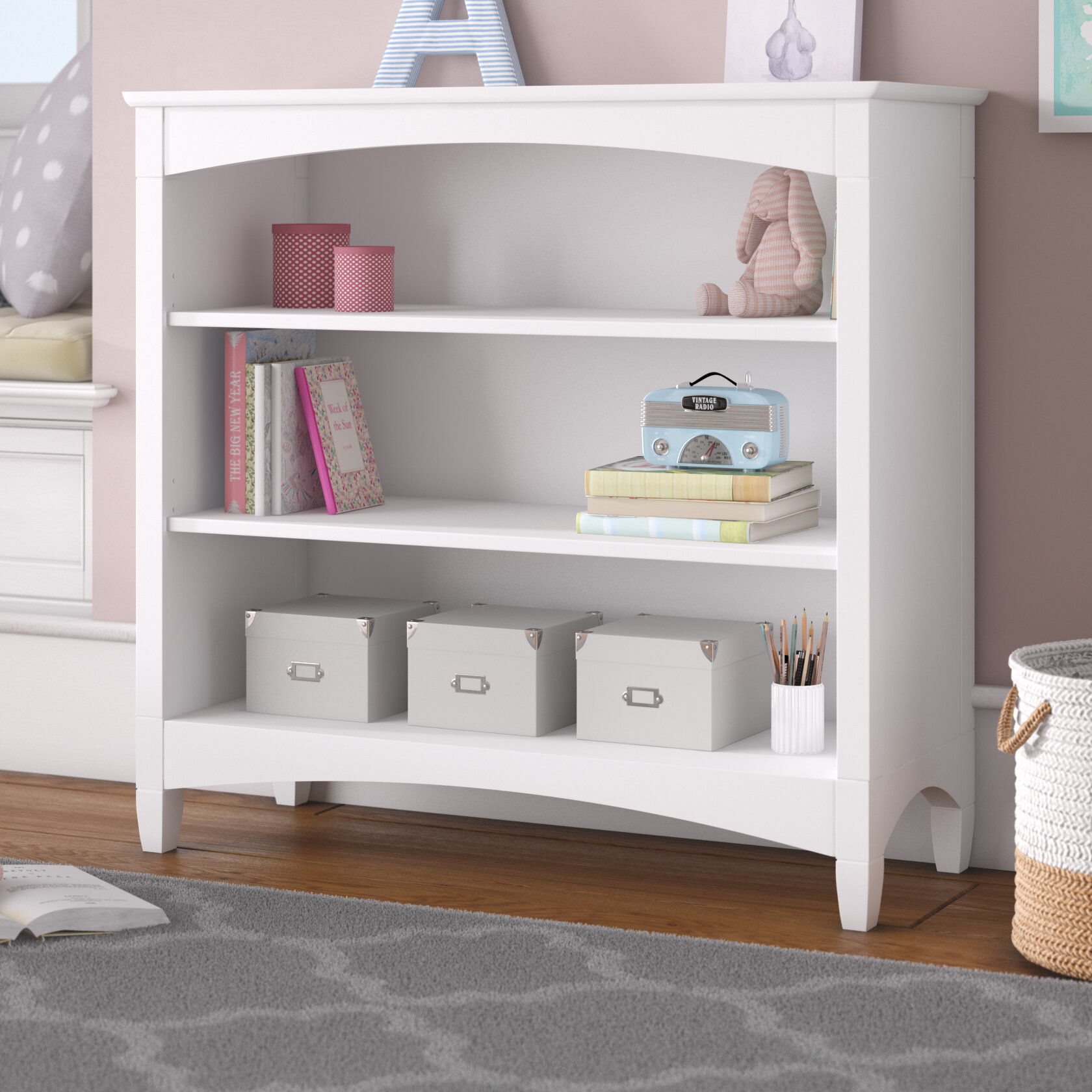 white childrens bookcase