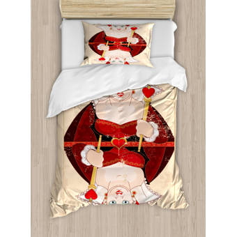 Red Brown Ecru Queen Cards Playing Alice Character in Fictional Fairy Tale Print Soft Comfortable Top Sheet Decorative Bedding 1 Piece Ambesonne Alice in Wonderland Flat Sheet Twin Size