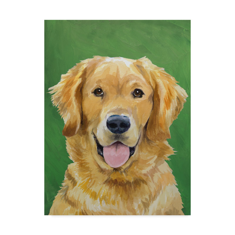 Winston Porter Dog Portrait Golden Acrylic Painting Print On