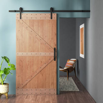 Northbeam Paneled Wood Finish Prehung Barn Door With Installation Hardware Kit Reviews Wayfair