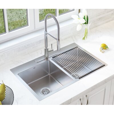 Single Handle Faucet Combo 33 L X 22 W Double Basin Dual Mount