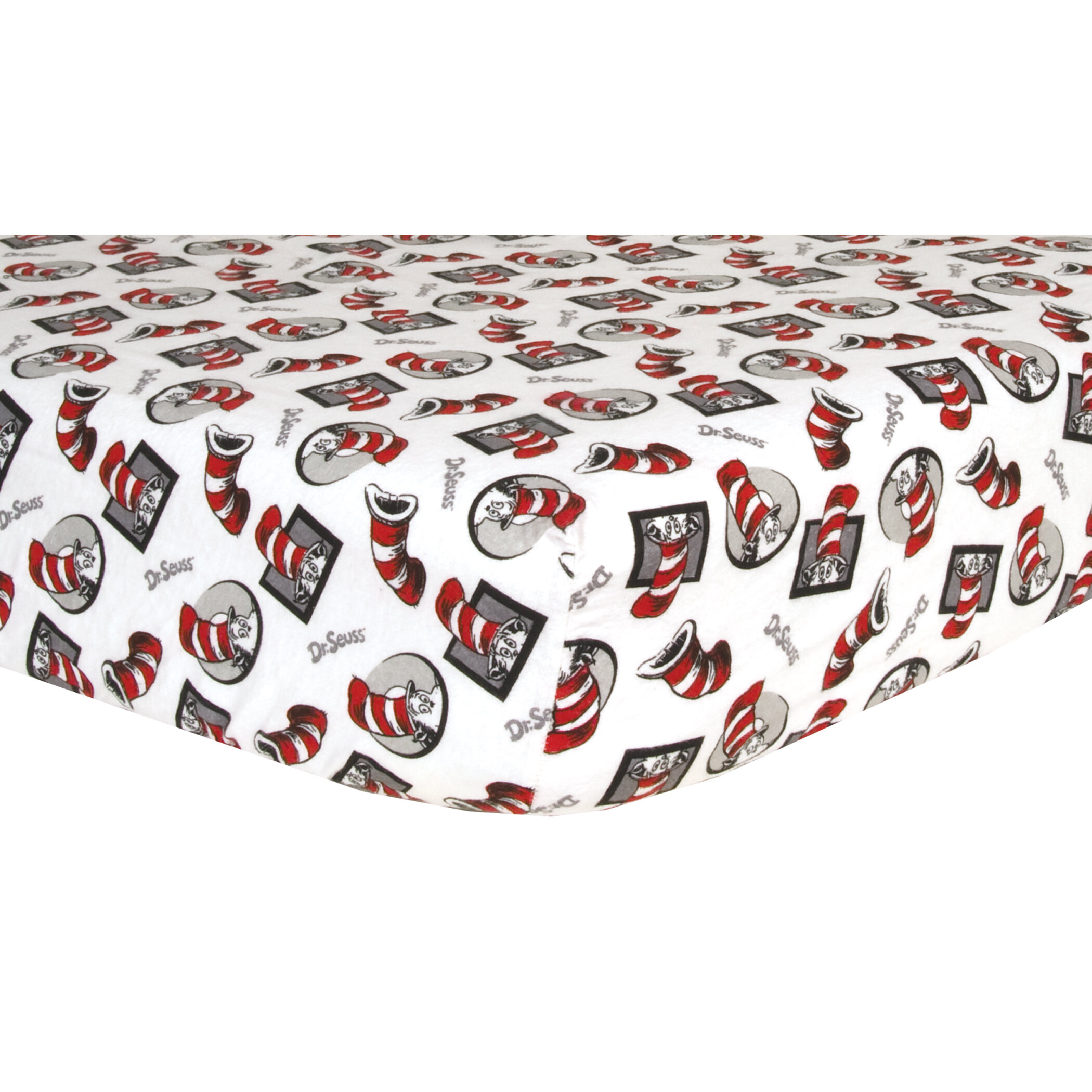 Trend Lab Dr Seuss Cat In The Hat Flannel Fitted Crib Sheet