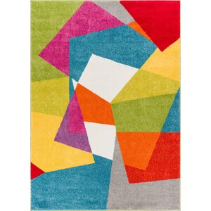 Cherita Modern Bold Geometric Blue/Green Area Rug