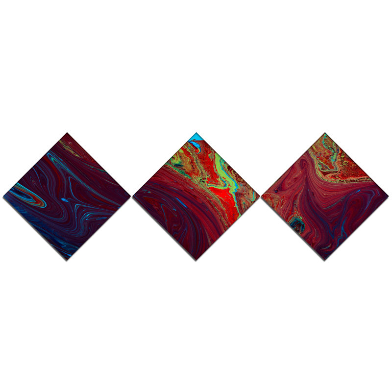 East Urban Home Dark Red Abstract Acrylic Paint Mix Oil Painting