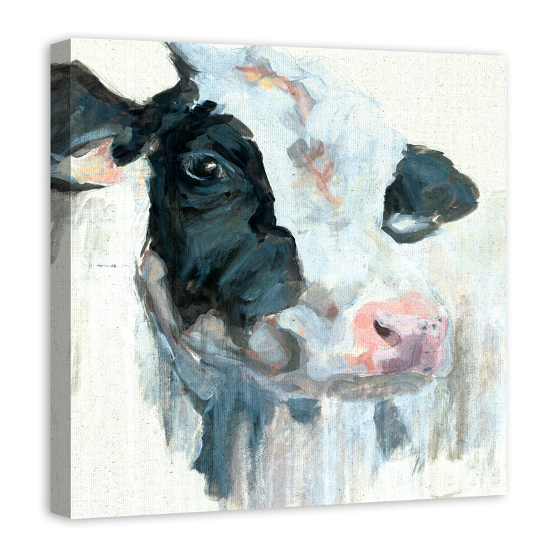Gracie Oaks Curious Painted Dairy Cow Acrylic Painting Print On