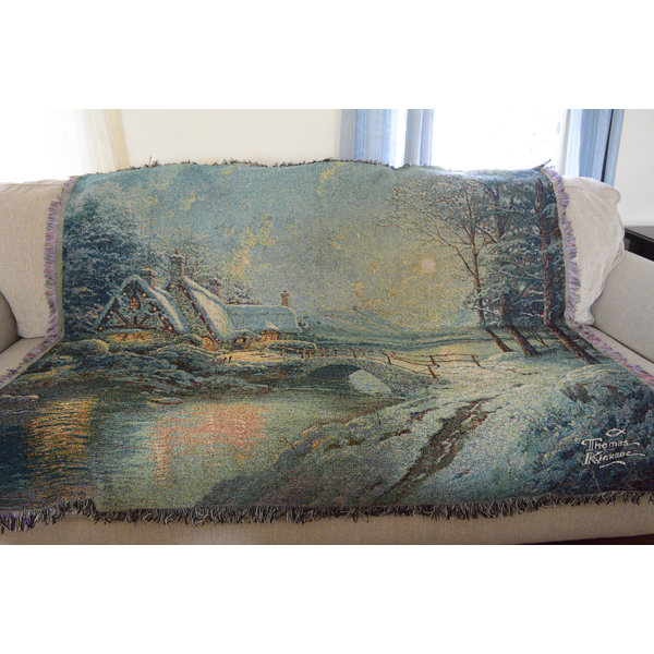 The Holiday Aisle Pabst Holiday Snowy Winter Cottage Tapestry