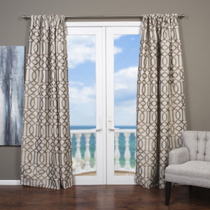 Raja Geometric Semi-Sheer Rod pocket Single Curtain Panel