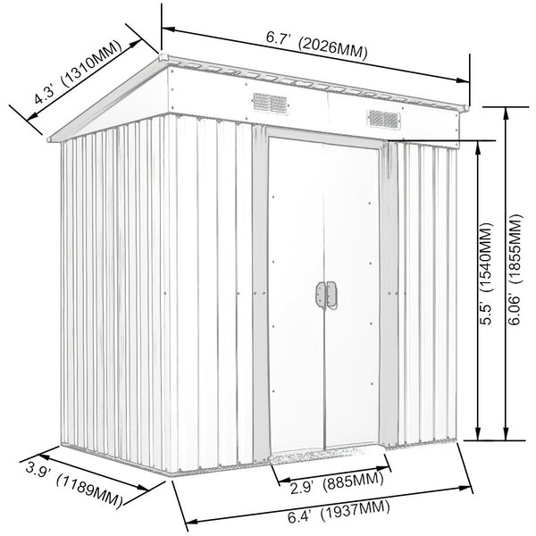 Jaxpety 6 ft. W x 4 ft. D Metal Storage Shed & Reviews | Wayfair.ca