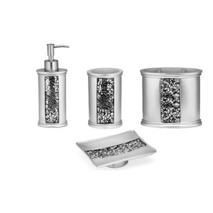 Silver Bathroom Accessories You Ll Love Wayfair Rivet 4 Piece Bathroom Accessory Set