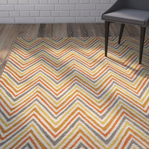 Trent Hand-Hooked Orange Area Rug
