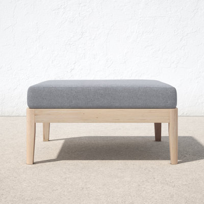 Jurgen Acacia Outdoor 30" Ottoman Coffee Table with Cushion