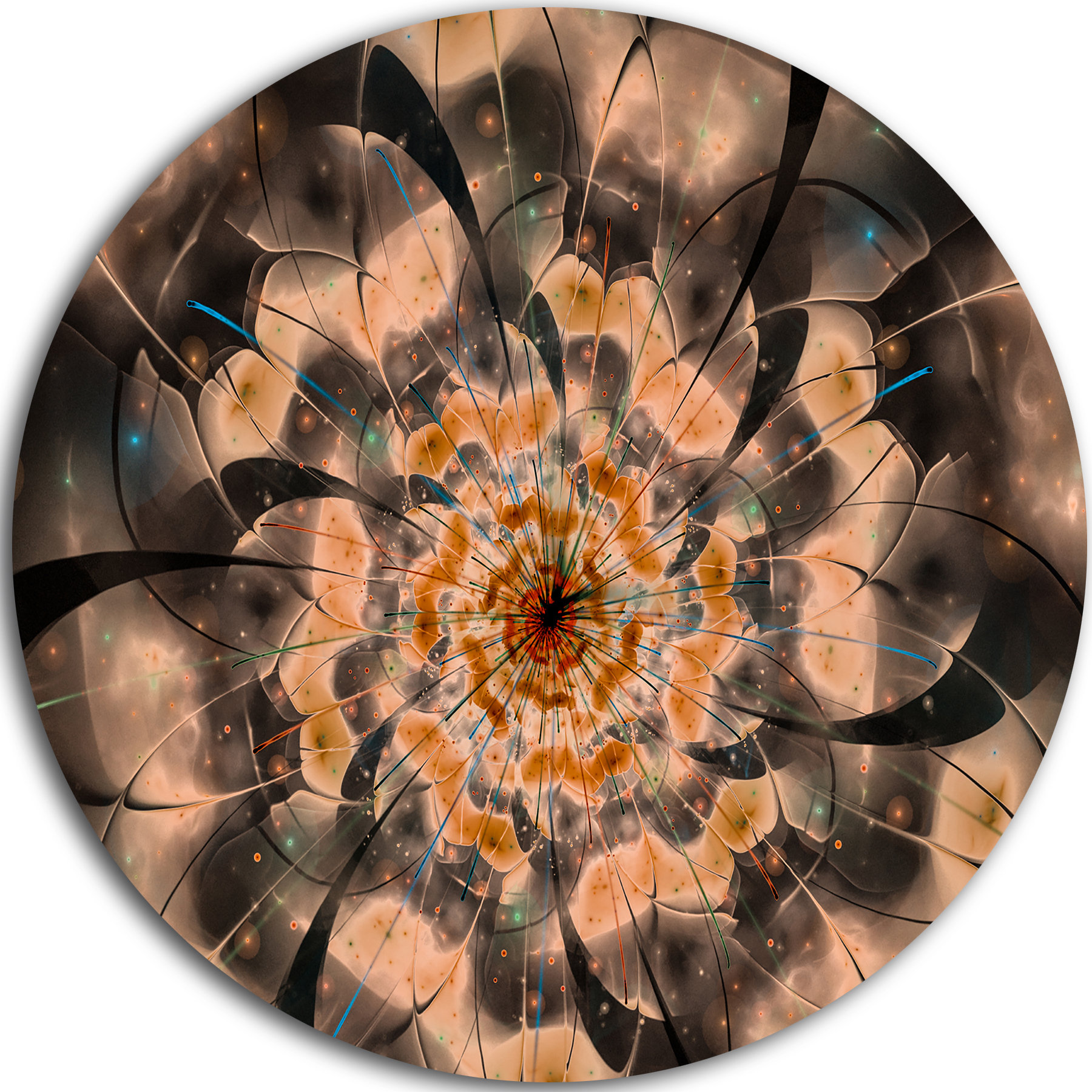 Designart Brown Fractal Flower Petals Close Up Graphic Art Print On Metal Wayfair