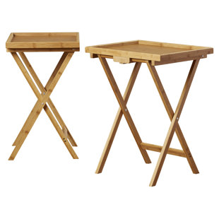 Modern Tv Tray Tables Allmodern Hussey Bamboo Snack Tv Tray Table Set Of 2