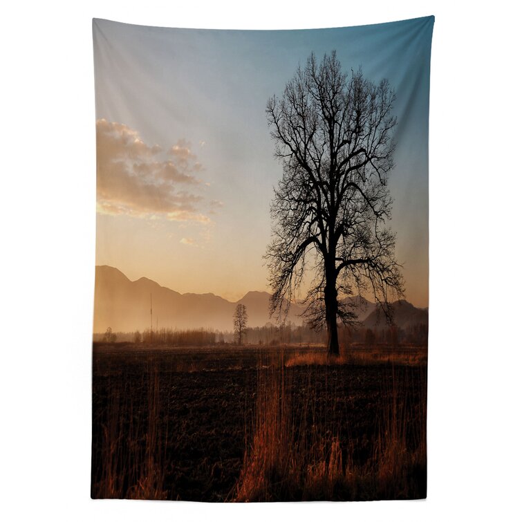 52 X 70 Autumn Season Forest in Sun Rays Near The River in Morning Idyllic View Print Ambesonne Tree Tablecloth Dining Room Kitchen Rectangular Table Cover Yellow Brown White 