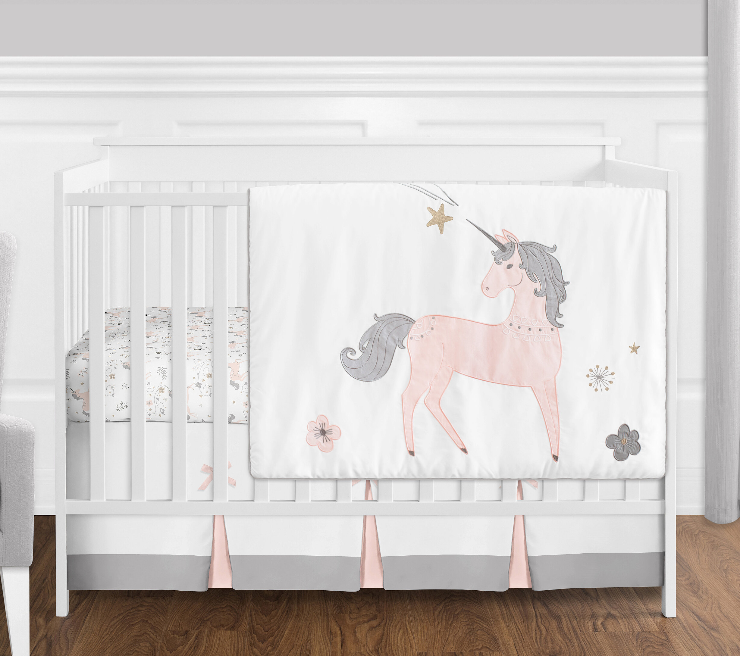 unicorn crib bumper