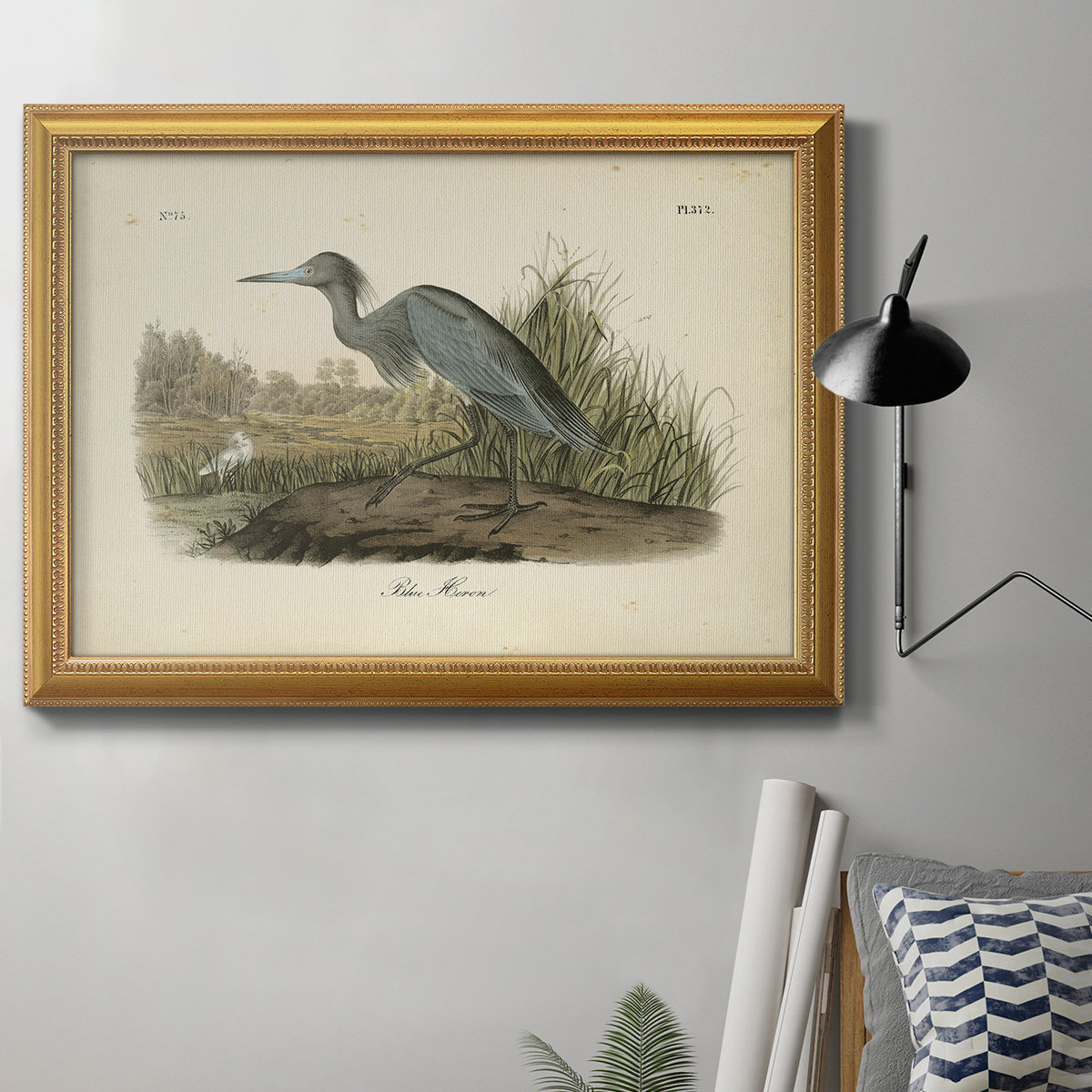 Rosecliff Heights Audubons Blue Heron - Picture Frame Graphic Art on ...