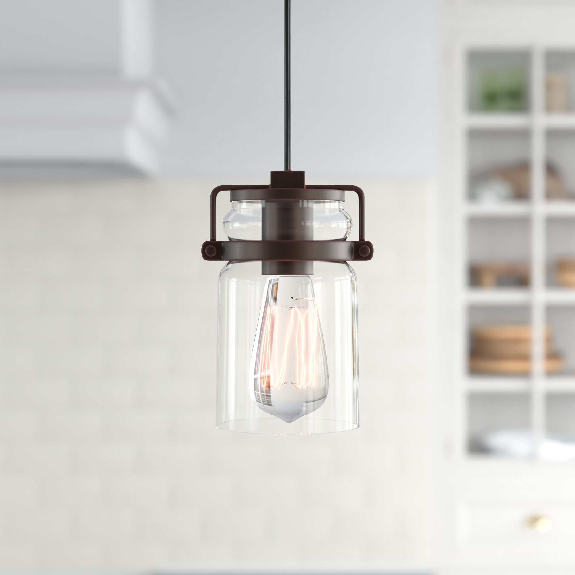 Retro Clear Glass Pendant Lamp Light Ceiling Bell Hanging Kitchen Dinner Bell 