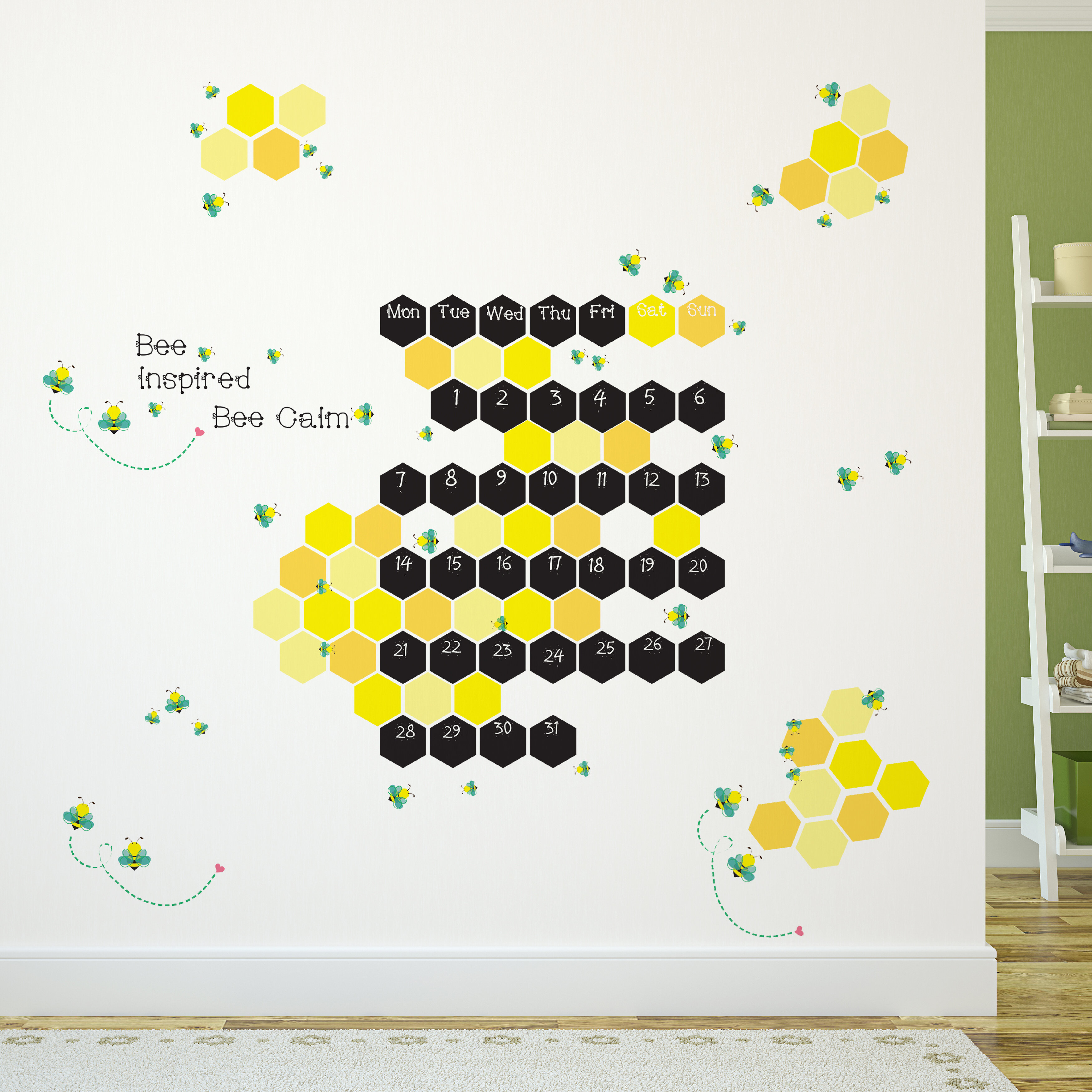 Peel-and-Stick Removable Wallpaper Beehive Yellow Honeycomb Hexagon Bee Modern