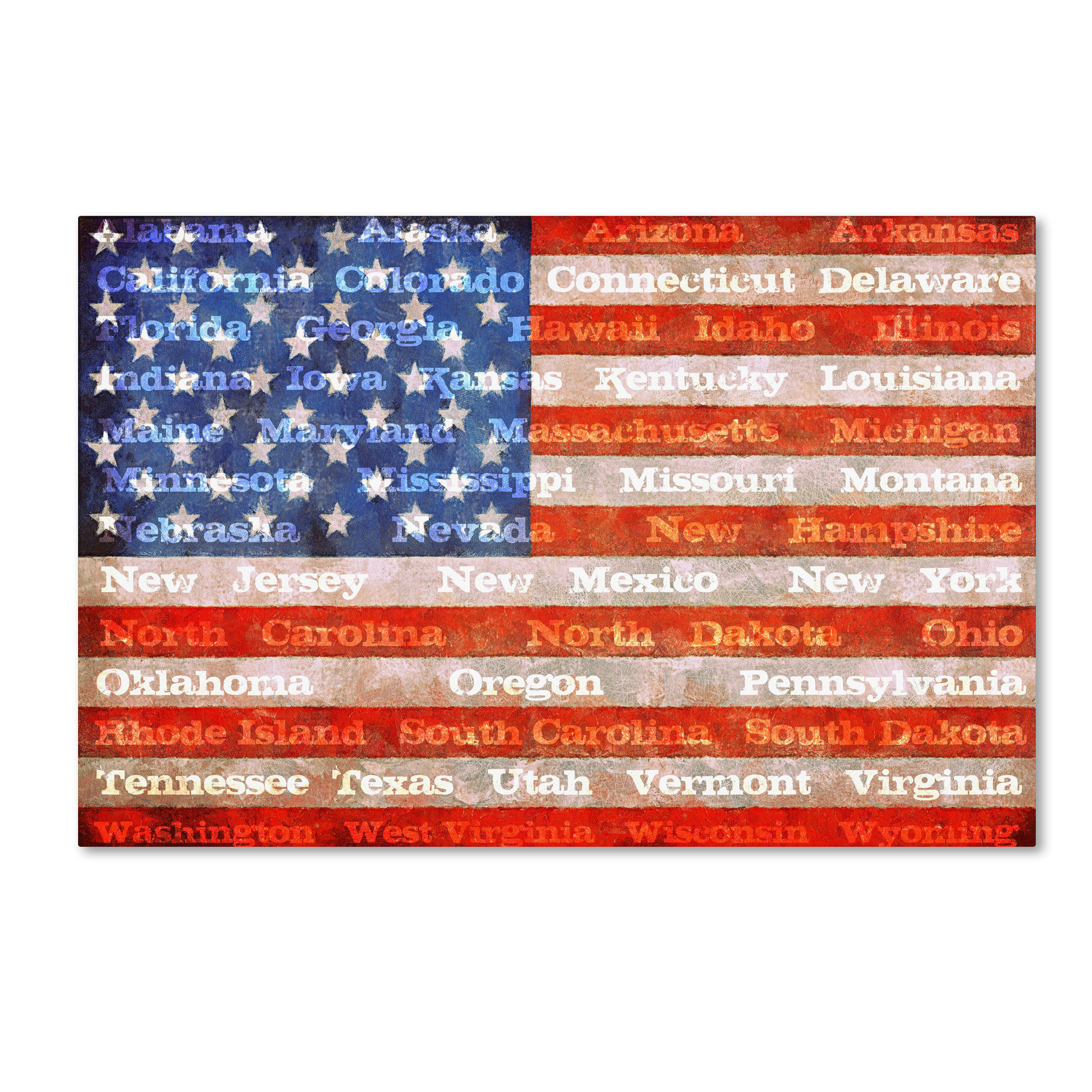 Trademark Art American States With Flags Graphic Art On Wrapped Canvas Reviews Wayfair