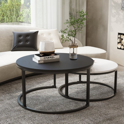 Latitude Run® 33.9 Inch Nesting Coffee Table Set (black & White)