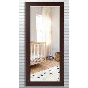 Wood Grain Frame Beveled Wall Mirror