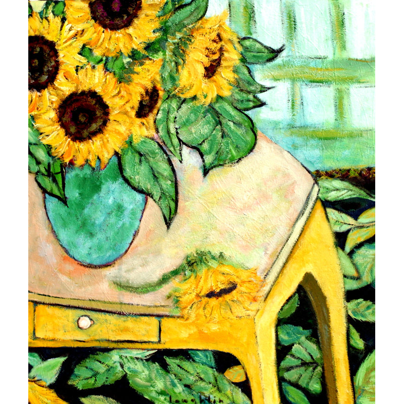 Buy Art For Less Sunflowers On Yellow Table By Brendan Loughlin