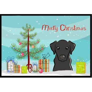 Christmas Tree and Black Labrador Doormat