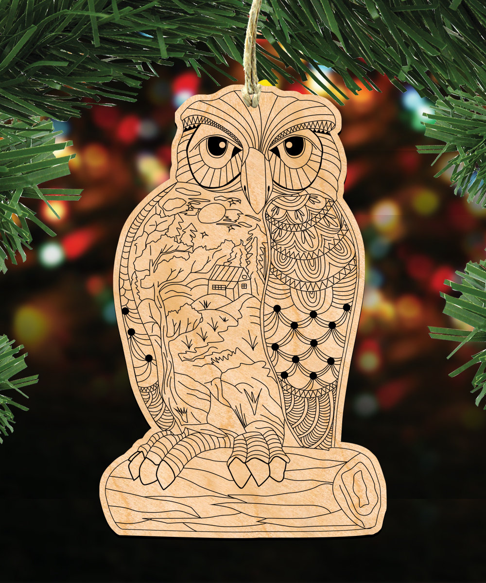 The Holiday Aisle Owl Coloring Decor Diy Artsy Birch Wooden Door Hanger Accessory Wayfair