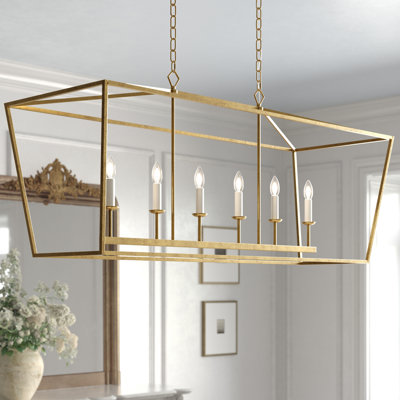 Callie L49" Cage Large Lantern Iron Art Design 6 Lights Candle-style Island Chandelier Pendant, Ceiling Light Fixture