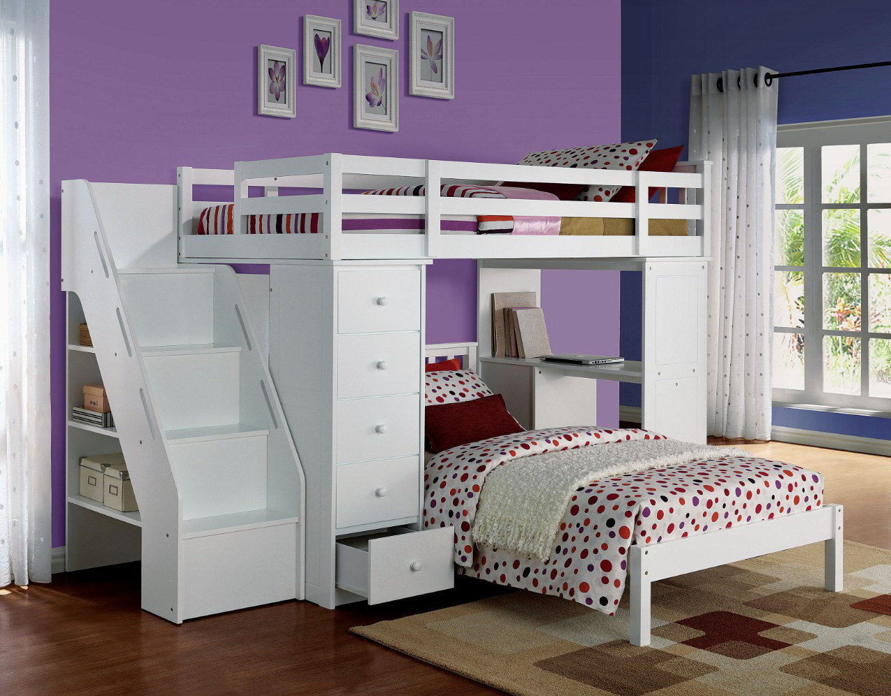 Harriet Bee Montelimar Wooden Loft Bed With Bookcase Wayfair