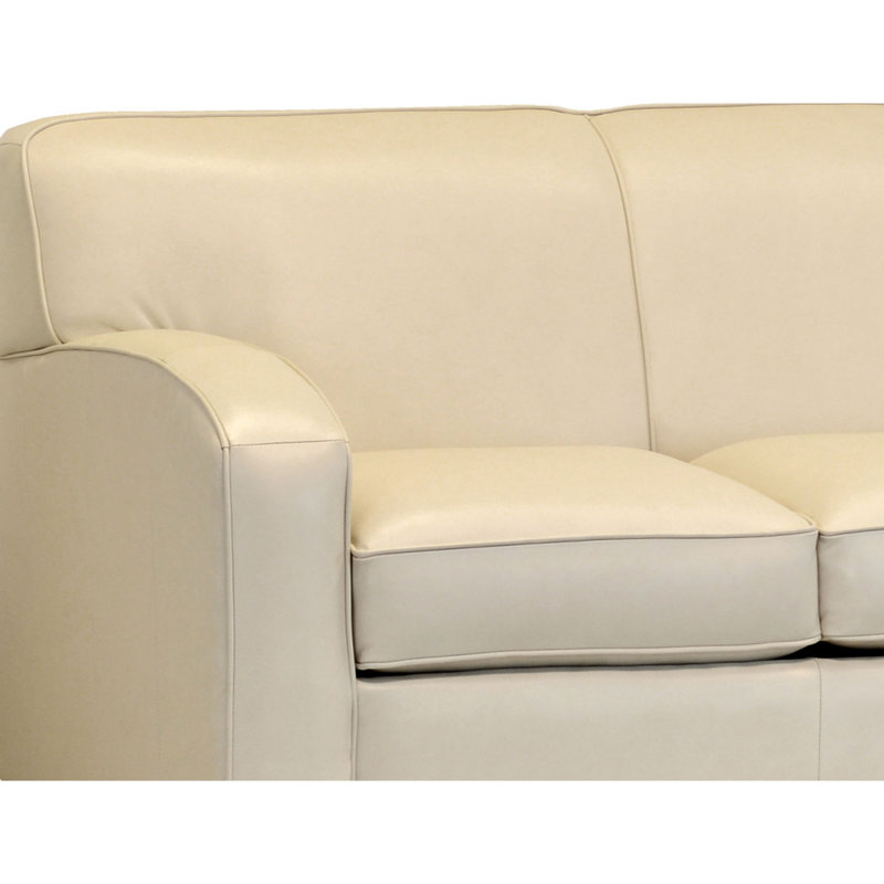 Ebern Designs Made In Usa Rovario Cream Top Grain Leather Sofa Bed