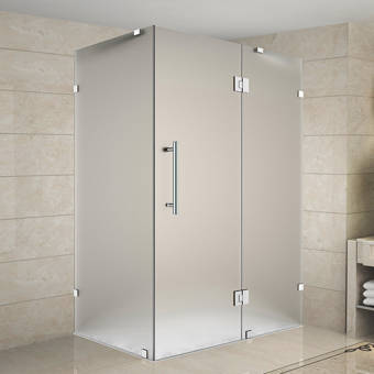 Aston Bromley Gs Frameless Corner With Glass Shelves 70 X 72 Rectangle Hinged Shower Enclosure Wayfair