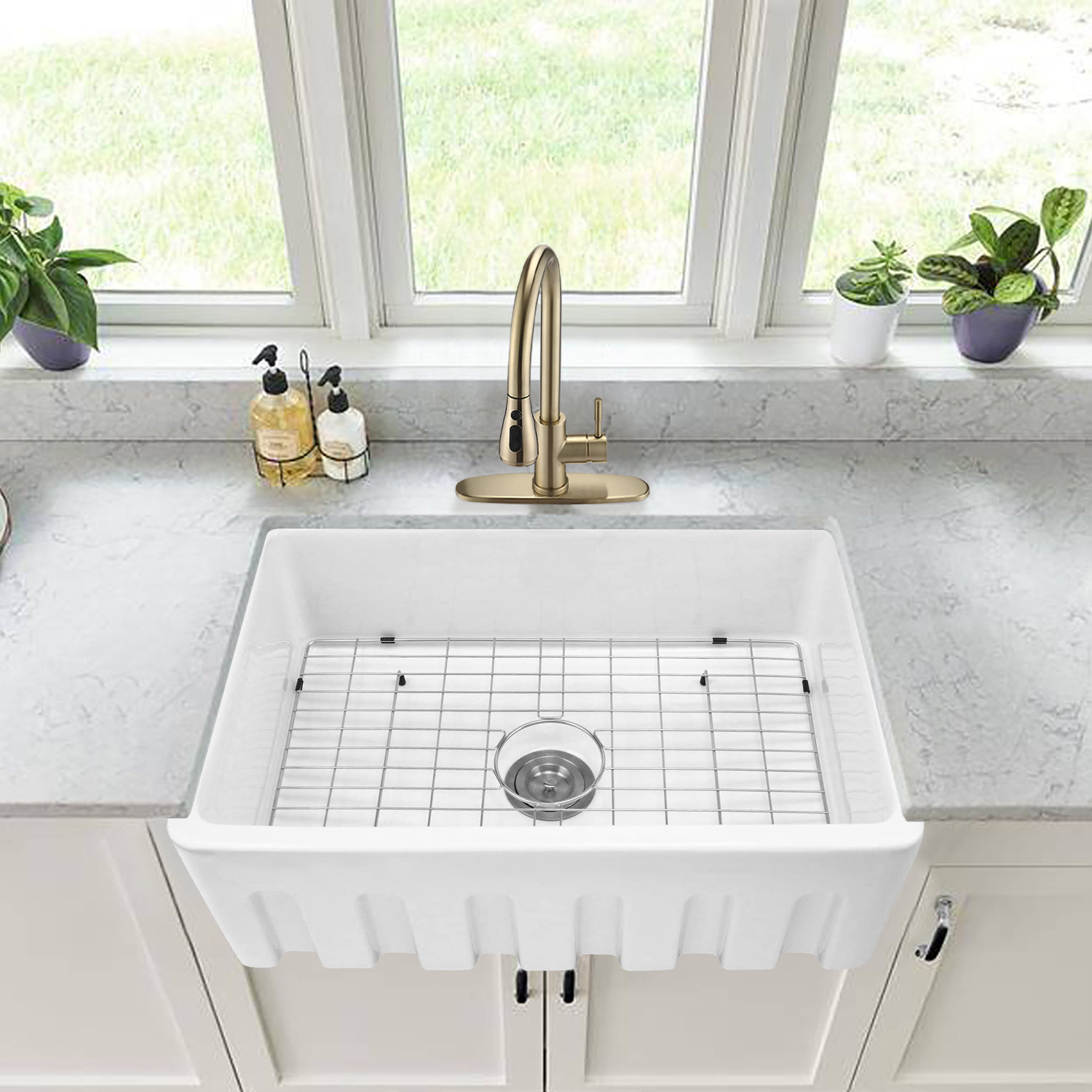 Sarmeya 30 L X 20 W Farmhouse Kitchen Sink With Basket Strainer Wayfair