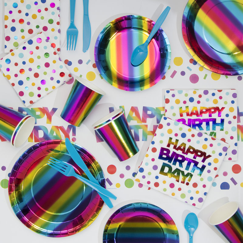 Creative Converting Rainbow Foil Birthday Paper Plastic Party