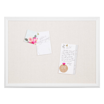 Linen White DÃ©cor Frame Wall Mounted Bulletin Board, 23" x 17"