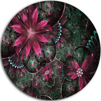 Designart Glittering Curvy Stylish Fractal Flower Graphic Art Print On Metal Wayfair