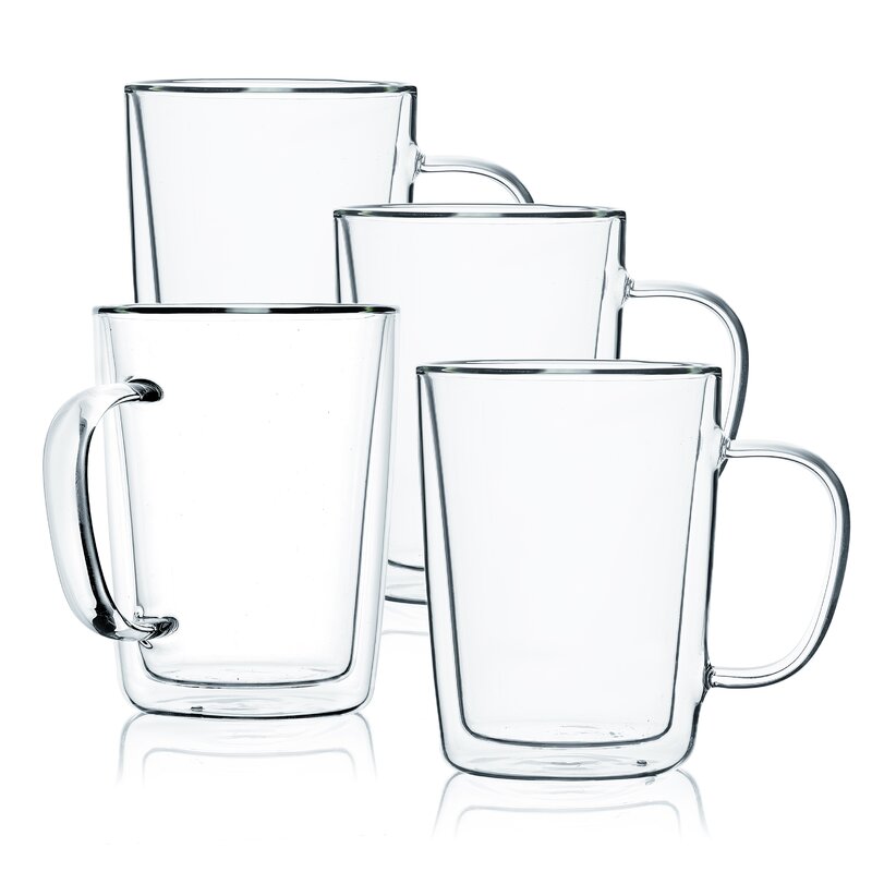 clear double wall coffee mugs