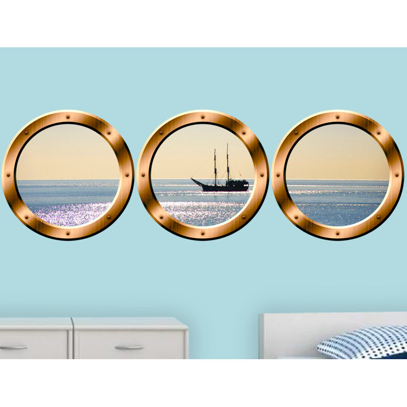East Urban Home 3 Piece Ocean Boat Window Portholes Decal Set Wayfair