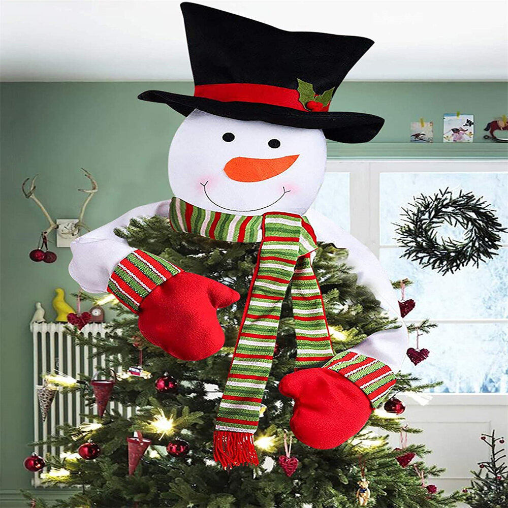 Christmas Tree Topper Snowman Hugger Holiday Party Decoration Ornament Supplies