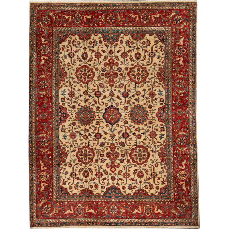 Bokara Rug Co Inc Oriental Hand Knotted Wool Ivory Red Area Rug Perigold