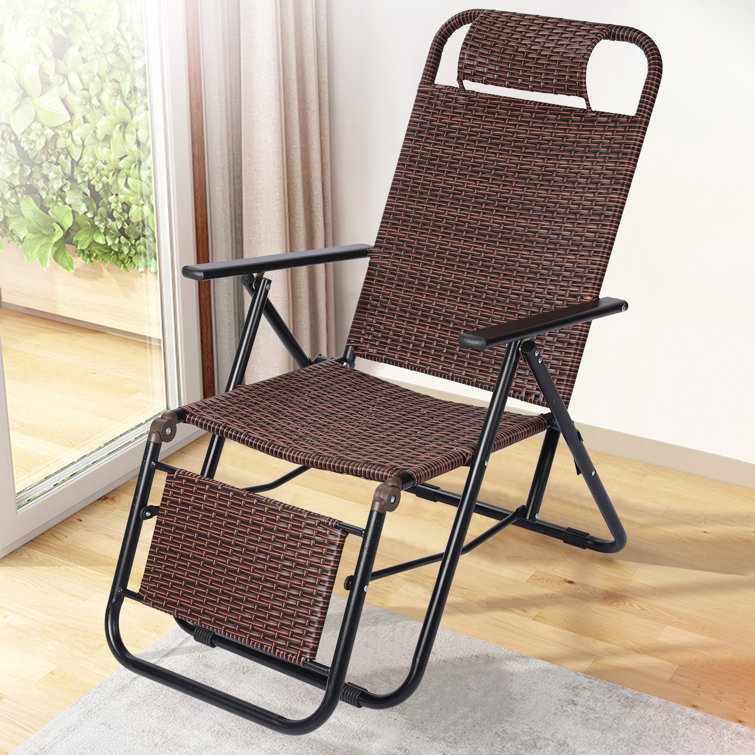 arlmont co rattan folding chair outdoor rattan portable camping chair with widened armrest foldable chair with high backrest circular tube capacity of 400 lbs wayfair